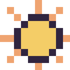 Pixel art Soleil simple 10 × 10, grille 10 × 10