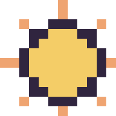 Pixel art Soleil simple 12 × 12, grille 12 × 12