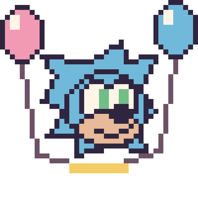 Modèle de pixel art Sonic avec des ballons sur une grille de 40 par 40 cases
