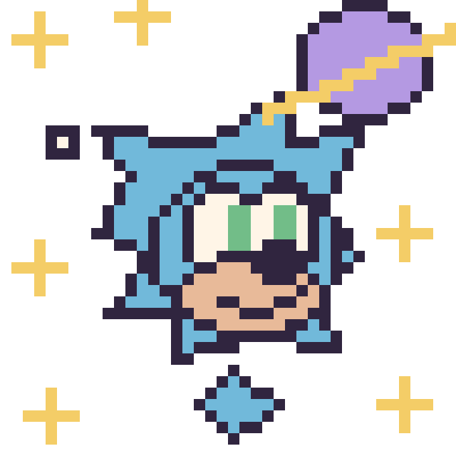 Modèle de pixel art Sonic dans l’espace sur une grille de 40 par 40 cases