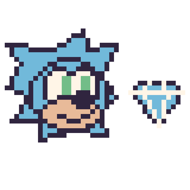 Modèle de pixel art Sonic et Diamant simple 12 × 12 sur une grille de 40 par 40 cases