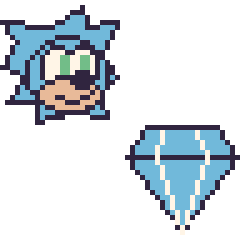 Pixel art Sonic et Diamant, grille 48 × 48