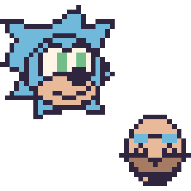 Modèle de pixel art Sonic et Dr Eggman mini sur une grille de 40 par 40 cases