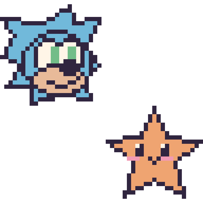 Modèle de pixel art Sonic et Étoile de mer sur une grille de 48 par 48 cases
