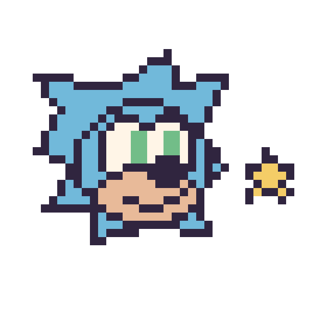 Modèle de pixel art Sonic et Étoile mini sur une grille de 40 par 40 cases