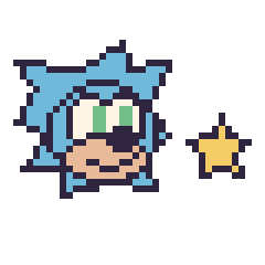Pixel art Sonic et Étoile simple 10 × 10, grille 40 × 40