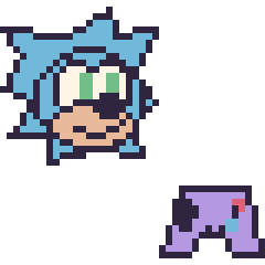 Pixel art Sonic et Manette kawaii 16 × 16, grille 40 × 40