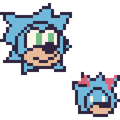 Pixel art Sonic et Metal Sonic mini, grille 40 × 40