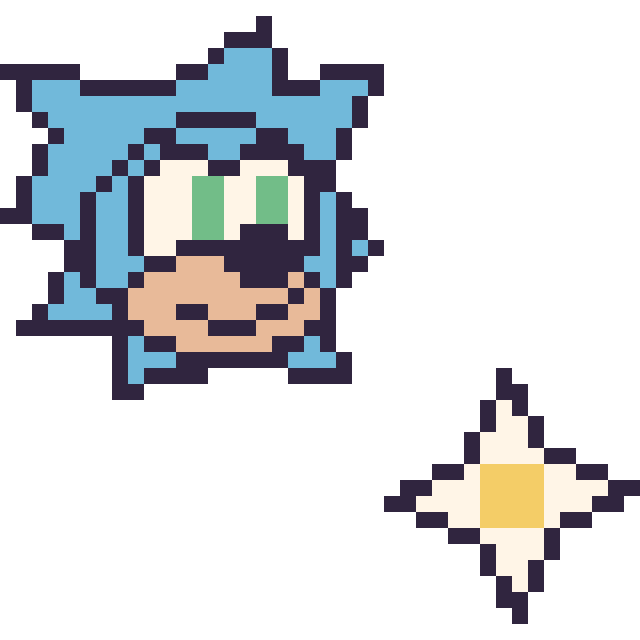 Modèle de pixel art Sonic et Etoile nether Minecraft 16 × 16 sur une grille de 40 par 40 cases
