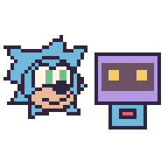 Pixel art Sonic et Robot rétro, grille 48 × 48