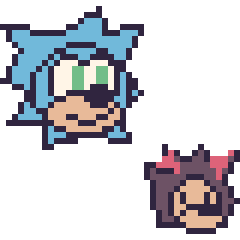Pixel art Sonic et Shadow mini, grille 40 × 40