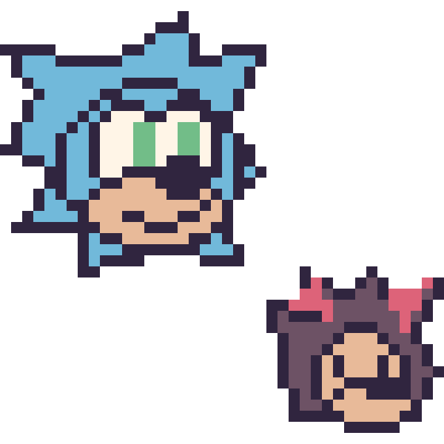 Modèle de pixel art Sonic et Shadow mini sur une grille de 40 par 40 cases