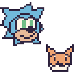 Pixel art Sonic et Tails mini, grille 40 × 40