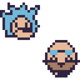 Pixel art Sonic mini et Dr Eggman mini, grille 32 × 32