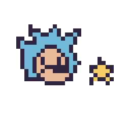 Pixel art Sonic mini et Étoile mini, grille 32 × 32