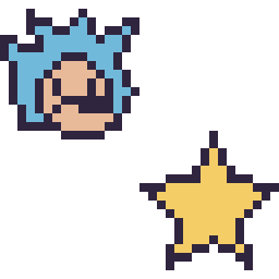 Pixel art Sonic mini et Étoile simple 16 × 16, grille 32 × 32