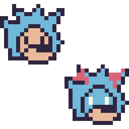 Pixel art Sonic mini et Metal Sonic mini, grille 32 × 32