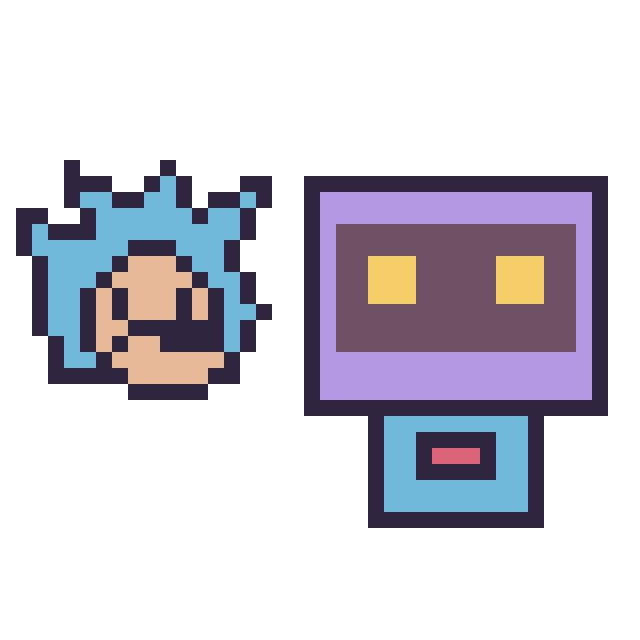 Modèle de pixel art Sonic mini et Robot rétro sur une grille de 40 par 40 cases