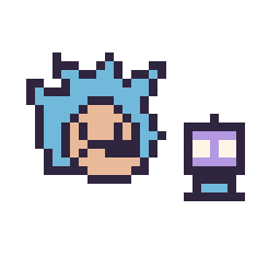 Pixel art Sonic mini et Robot simple 10 × 10, grille 32 × 32