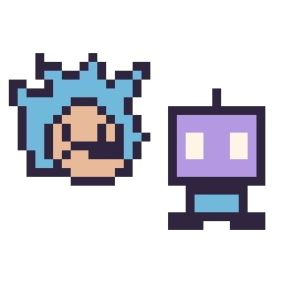 Pixel art Sonic mini et Robot simple 16 × 16, grille 32 × 32