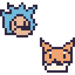 Pixel art Sonic mini et Tails mini, grille 32 × 32