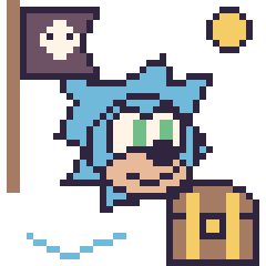 Pixel art Sonic en aventure pirate, grille 40 × 40