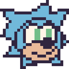 Pixel art Sonic, grille 24 × 24