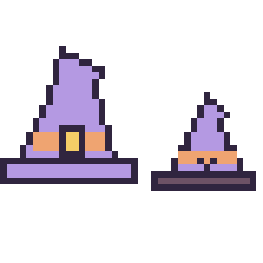 Pixel art Chapeau de sorcière pointu et Chapeau de sorcière kawaii 16 × 16, grille 40 × 40