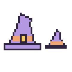 Pixel art Chapeau de sorcière pointu et Chapeau de sorcière simple 12 × 12, grille 40 × 40