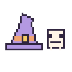 Pixel art Chapeau de sorcière pointu et Squelette Minecraft 16 × 16, grille 40 × 40
