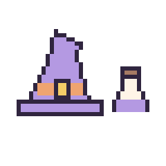 Pixel art Chapeau de sorcière pointu et Potion simple 12 × 12, grille 40 × 40