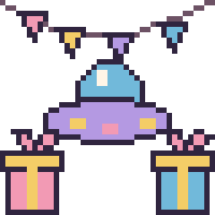 Pixel art Soucoupe volante pour un anniversaire, grille 40 × 40