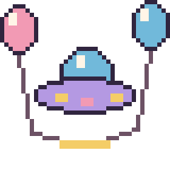 Pixel art Soucoupe volante avec des ballons, grille 40 × 40