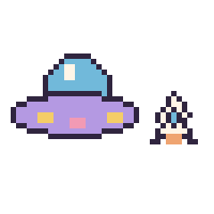 Pixel art Soucoupe volante et Fusée simple 10 × 10, grille 40 × 40