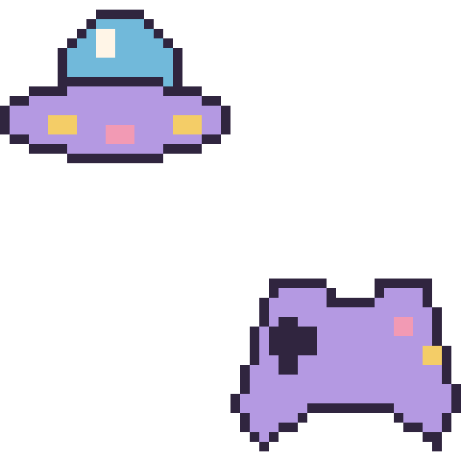 Modèle de pixel art Soucoupe volante et Manette sur une grille de 48 par 48 cases