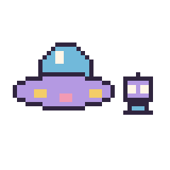 Pixel art Soucoupe volante et Robot simple 10 × 10, grille 40 × 40