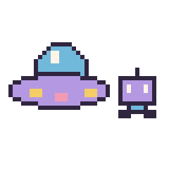 Pixel art Soucoupe volante et Robot simple 12 × 12, grille 40 × 40