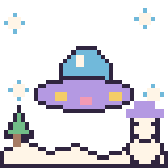 Pixel art Soucoupe volante en hiver, grille 40 × 40