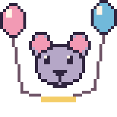 Pixel art Souris avec des ballons, grille 40 × 40