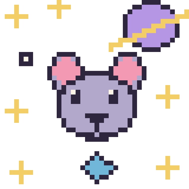 Modèle de pixel art Souris dans l’espace sur une grille de 40 par 40 cases