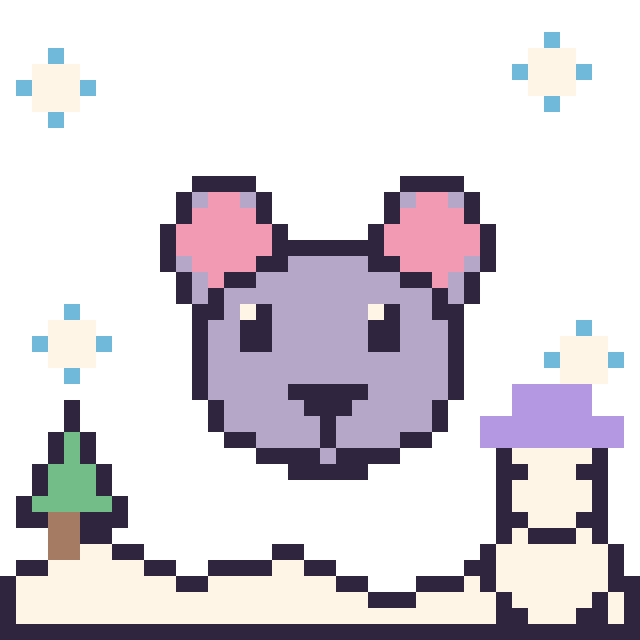 Modèle de pixel art Souris en hiver sur une grille de 40 par 40 cases