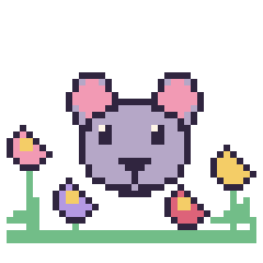 Pixel art Souris dans le jardin, grille 40 × 40