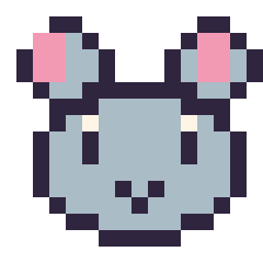 Pixel art Souris : portrait facile, grille 16 × 16