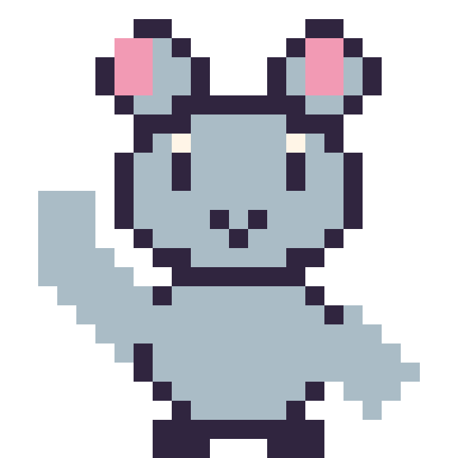 Modèle de pixel art Souris qui fait coucou sur une grille de 24 par 24 cases
