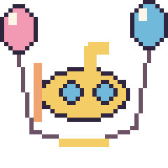 Pixel art Sous-marin avec des ballons, grille 40 × 40