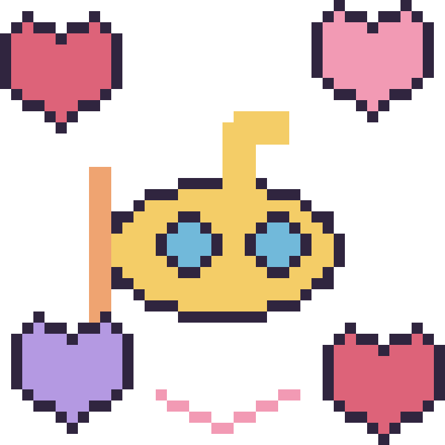Modèle de pixel art Sous-marin avec des cœurs sur une grille de 40 par 40 cases