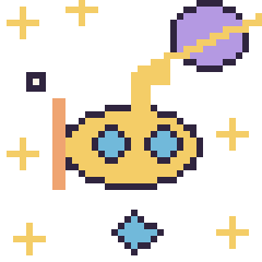 Pixel art Sous-marin dans l’espace, grille 40 × 40