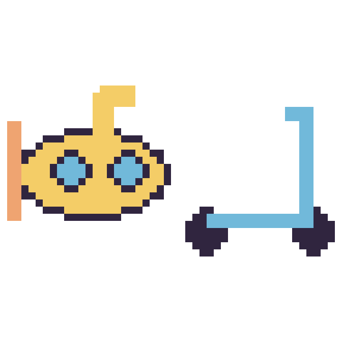 Modèle de pixel art Sous-marin et Trottinette sur une grille de 48 par 48 cases
