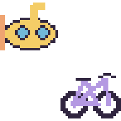 Pixel art Sous-marin et Vélo, grille 48 × 48
