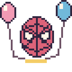 Pixel art Spider-Man avec des ballons, grille 40 × 40